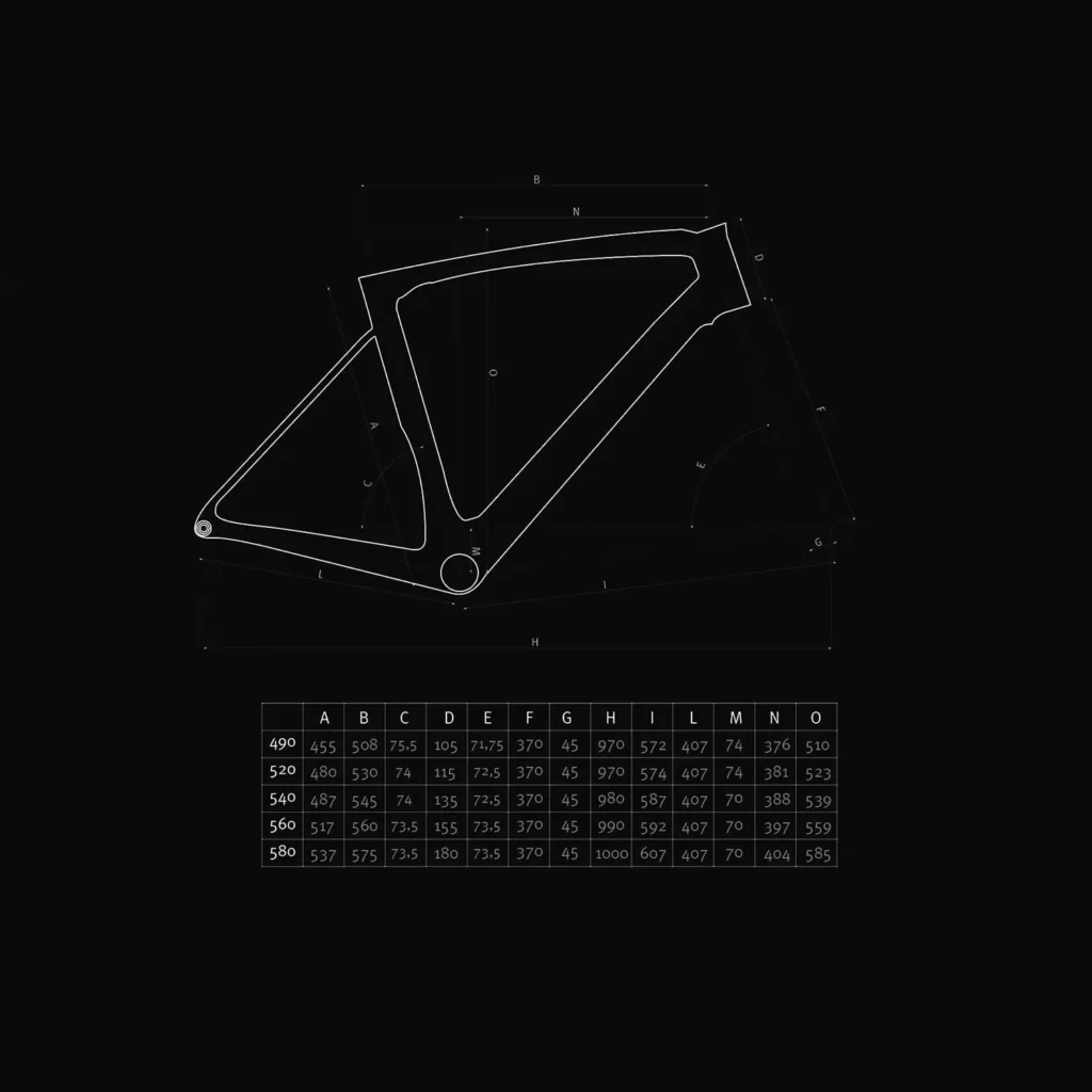 Schema geometrico del telaio TABROS Excelsior